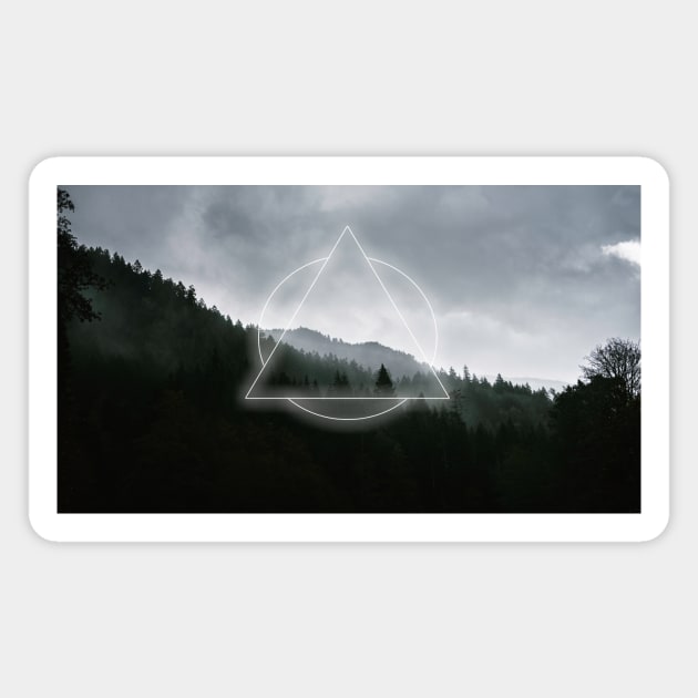 Geometric Foggy Moody Forest Landscape Magnet by Robtography